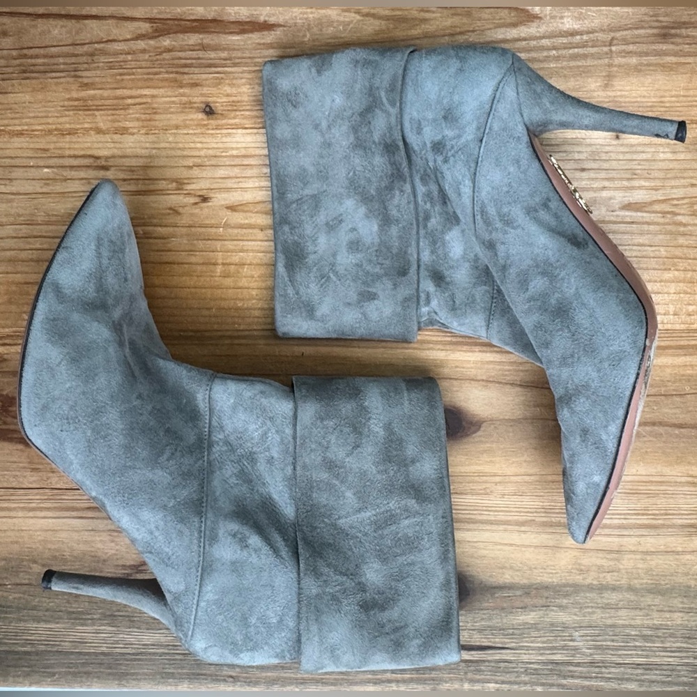 AQUAZZUBA Gray Suede Foldover Boots - Picture 1 of 8